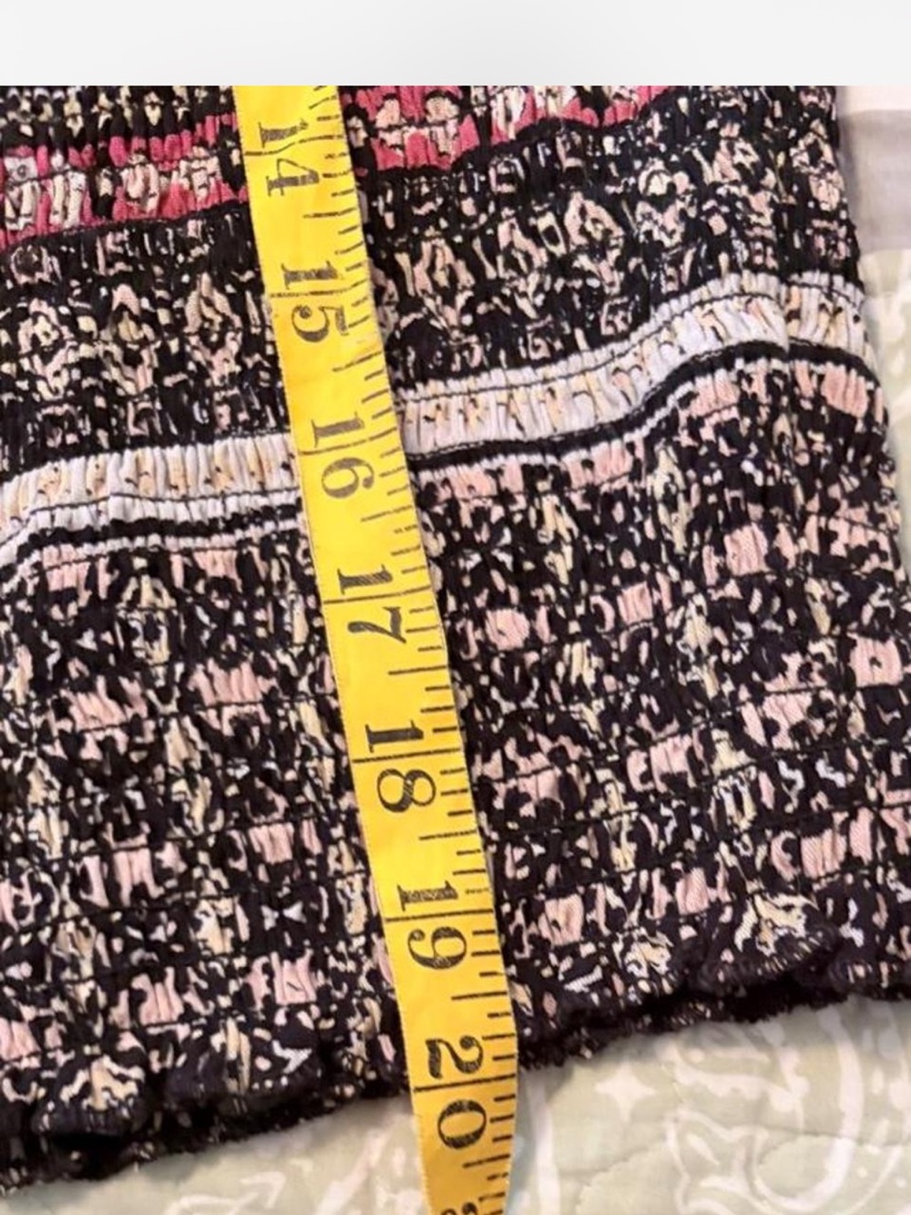 Smocked Square-Neck Peasant Top in Brown & cream paisley & floral print. - Picture 8 of 8